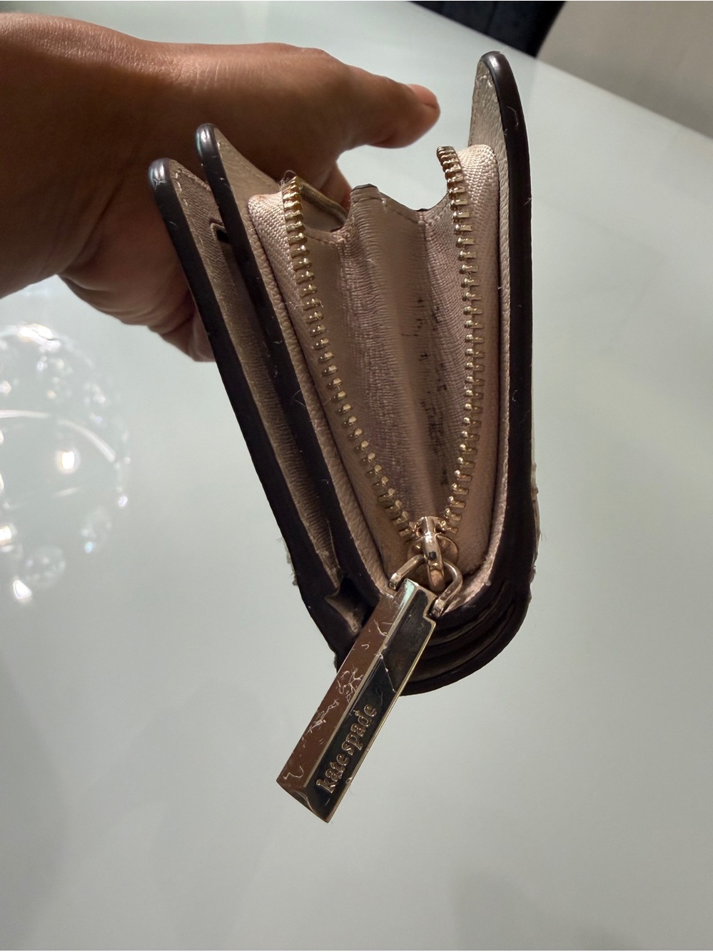 kate spade Two-Tone Cream & Brown Saffiano Zip Wallet - Picture 4 of 7